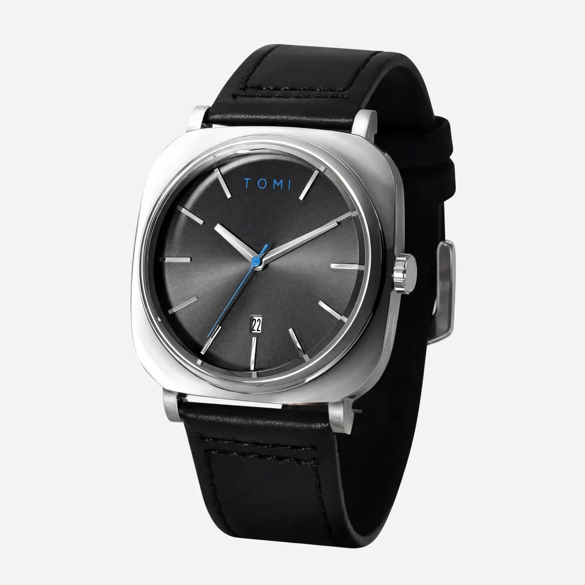 TOMI Classic Black Dial Silver Watch