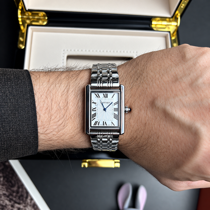 TANK CRTR Silver Chain with White Dial