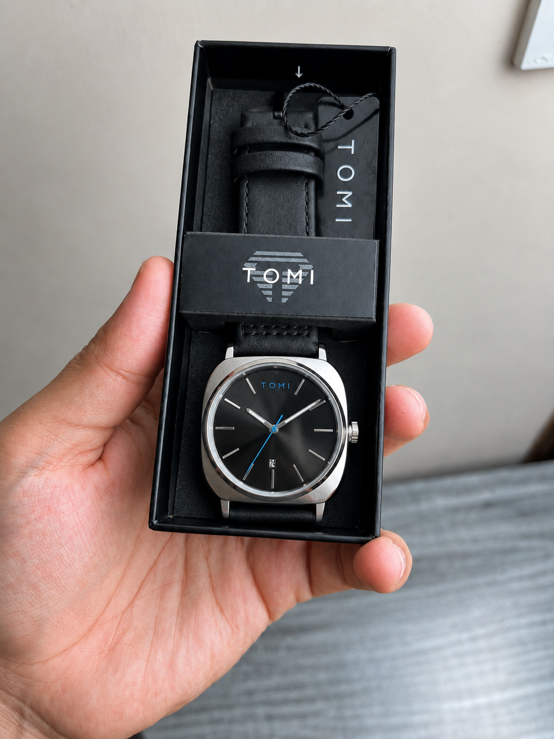 TOMI Classic Black Dial Silver Watch