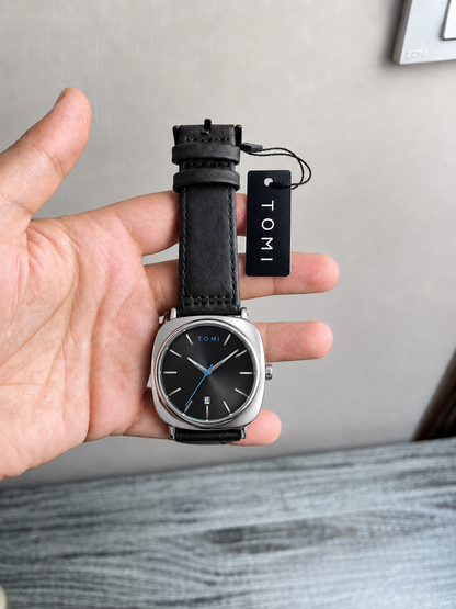 TOMI Classic Black Dial Silver Watch
