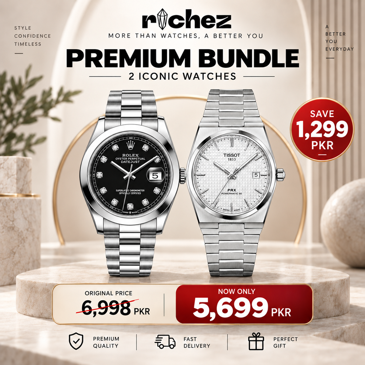 TSOT Powermatic + RLX Oyster perpetual - Premium Bundle (Save Rs 1299)