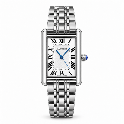 TANK CRTR Silver Chain with White Dial