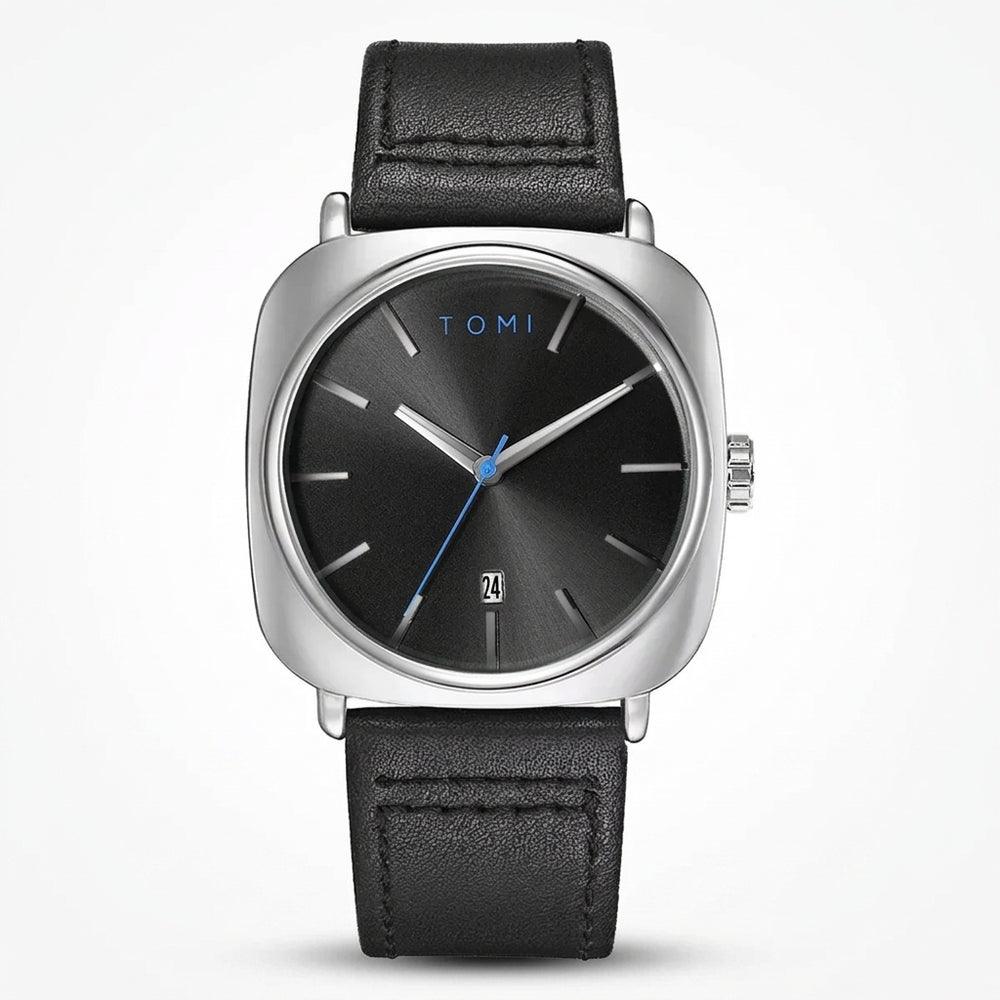 TOMI Classic Black Dial Silver Watch