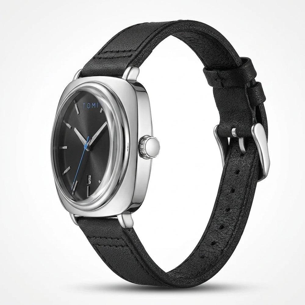 TOMI Classic Black Dial Silver Watch